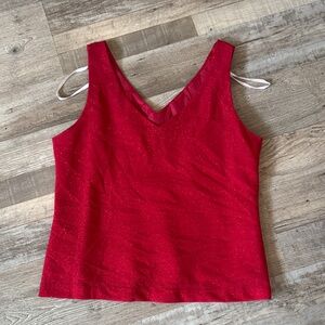 Metaphor Women's Red V-Neck Sparkle Tank Top size S